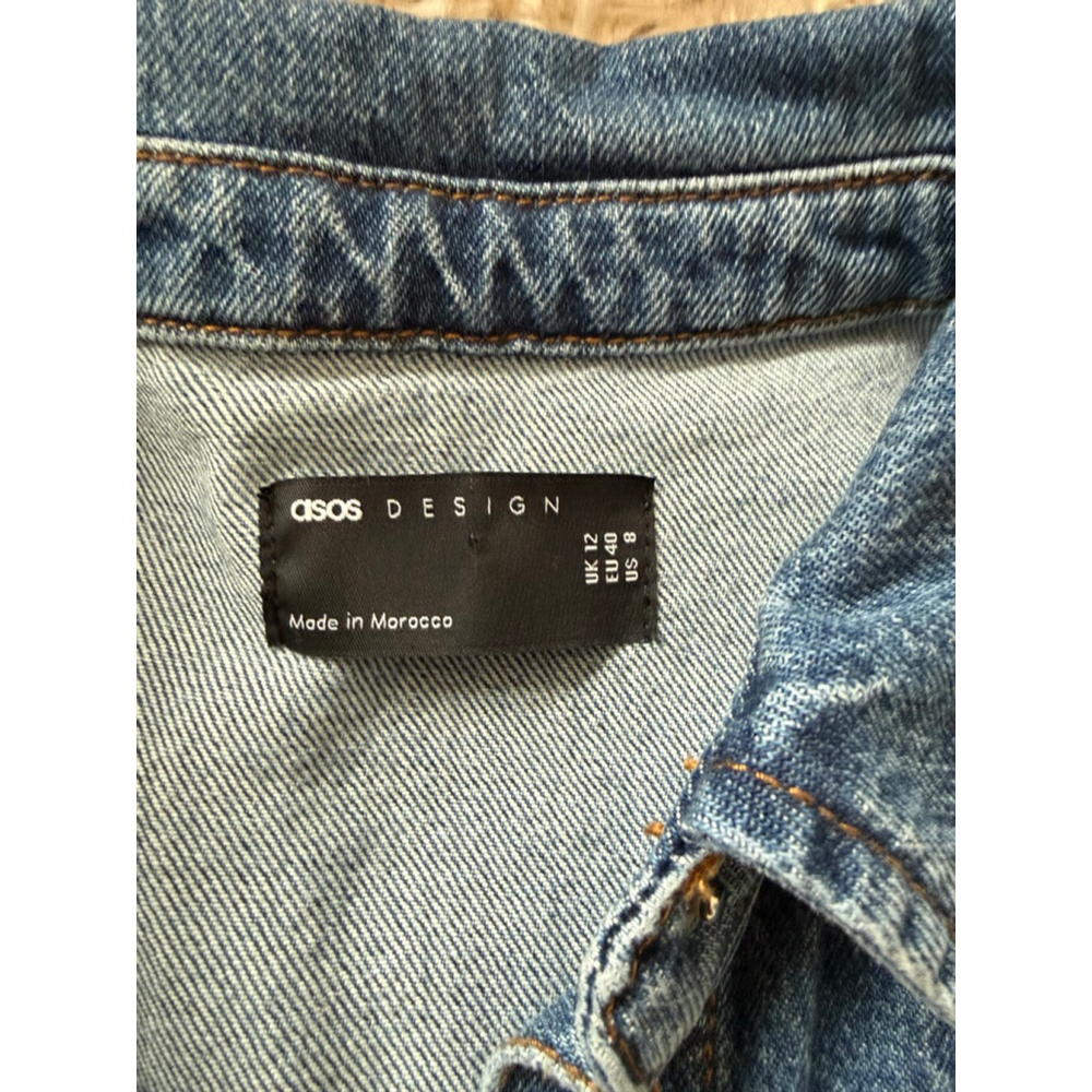 Women's ASOS DESIGN Blue Denim Short Sleeve Mini Dress Size 8 - Picture 3 of 6